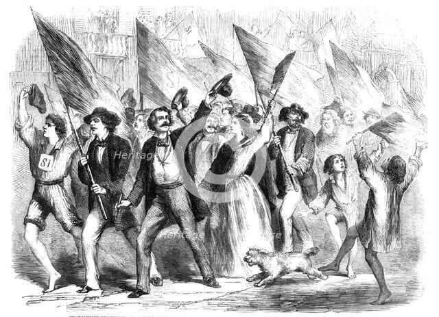 Neapolitans proceeding to record their votes for annexation..., 1860. Creator: Unknown.