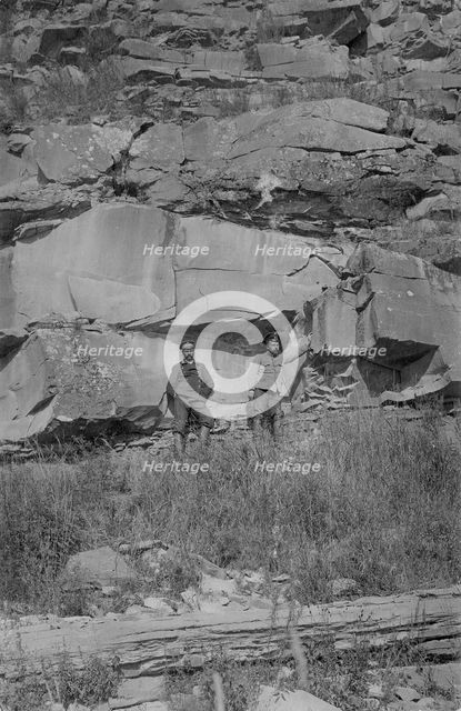 Near the Chileiskie Rocks, on the shore of the Mrassu River, Between Srednii Chilei..., 1913. Creator: GI Ivanov.