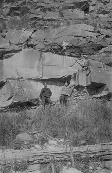 Near the Chileiskie Rocks, on the shore of the Mrassu River, Between Srednii Chilei..., 1913. Creator: GI Ivanov