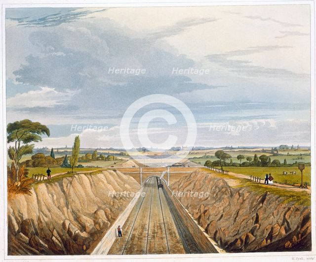 'Near Liverpool, looking towards Manchester', Liverpool and Manchester Railway, 1833. Creator: Henry Pyall.