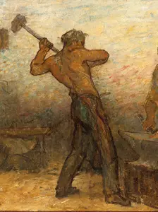 Near or far all trades need to be touched by a reflection of art: Trades: Sketch for the..., 1887. Creator: Edmond Eugene Valton