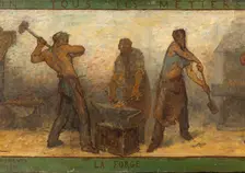 Near or far all trades need to be touched by a reflection of art: Trades: Sketch for the..., 1887. Creator: Edmond Eugene Valton