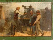 Near or far all trades need to be touched by a reflection of art: Trades: Sketch for the..., 1887. Creator: Edmond Eugene Valton