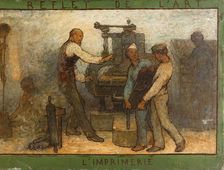 Near or far all trades need to be touched by a reflection of art: Trades: Sketch for the..., 1887. Creator: Edmond Eugene Valton