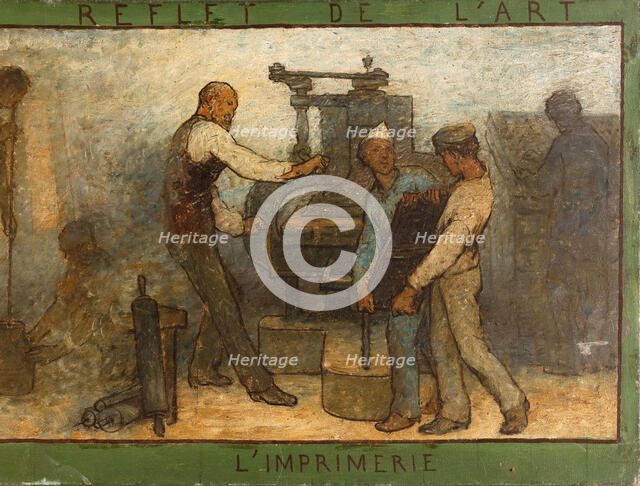 Near or far all trades need to be touched by a reflection of art: Trades: Sketch for the..., 1887. Creator: Edmond Eugene Valton.