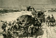 Nearing Bagdad: British transport column passing the ruins of...Ctesiphon (c1920). Creator: Unknown