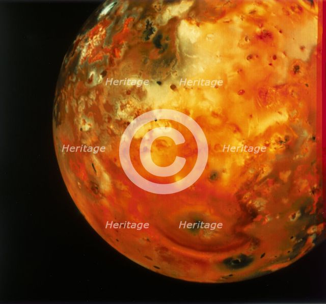 Nearly full view of Io, one of the moons of Jupiter, 1979. Creator: Unknown.