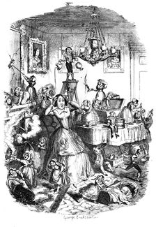 Nearly worried to death by the Greatest Plague of Life c1840s.Artist: George Cruikshank