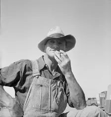 Nebraska farmer come to pick peas, near Calipatria, California, 1939. Creator: Dorothea Lange