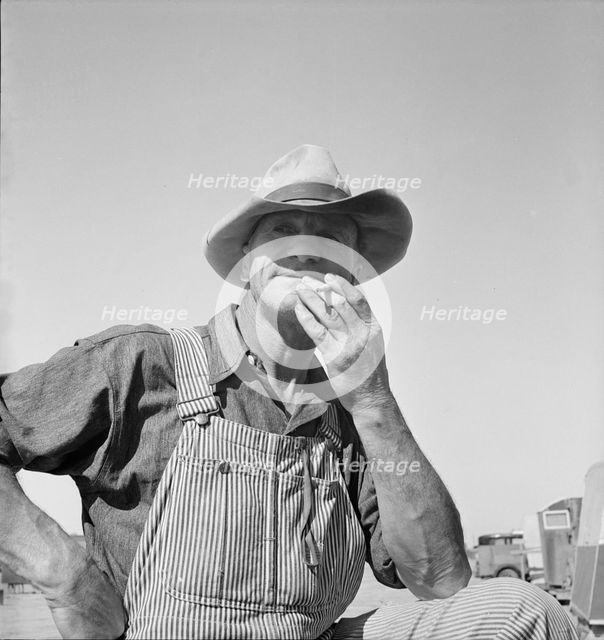 Nebraska farmer come to pick peas, near Calipatria, California, 1939. Creator: Dorothea Lange.