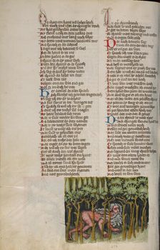 Nebuchadnezzar as a Wild Animal; Weltchronik, about 1400-1410. Creator: Unknown