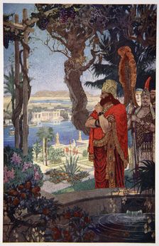 Nebuchadnezzar in the Hanging Gardens of Babylon 1915. Artist: Ernest Wellcousins