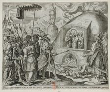Nebuchadnezzar Seeing the Three Jews Unhurt in the Flames, 1565. Creators: Philip Galle, Nebuchadnezzar II