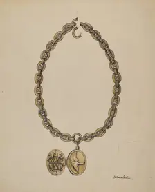 Necklace and Locket, c. 1937. Creator: Molly Bodenstein