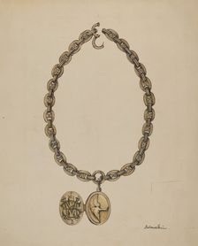 Necklace and Locket, c. 1937. Creator: Molly Bodenstein
