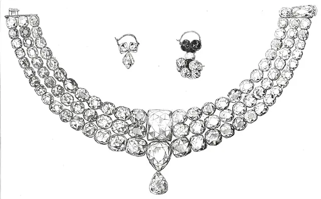 Necklace of the Young Guicowar of Baroda, valued at forty lacs of rupees, 1876. Creator: Unknown.