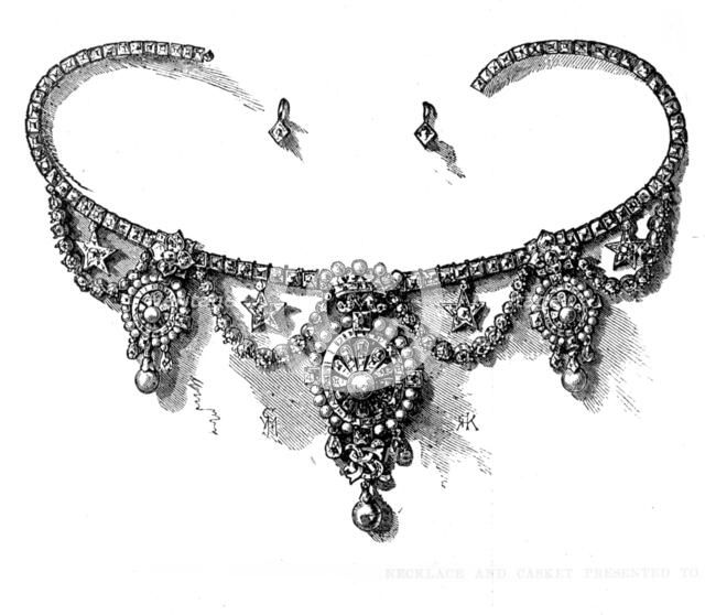 Necklace presented to Lady Mayo by the Rajah of Kappoorthulla, 1874. Creator: Unknown.