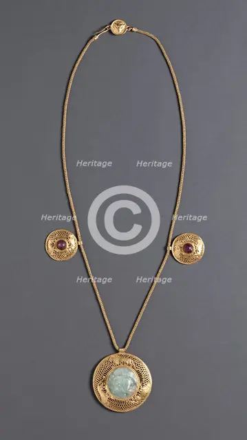 Necklace with Three Pendants, 1-199. Creator: Unknown.