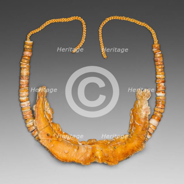 Necklace with a Pendant Depicting a Large Fish Eating a Smaller Fish, 200 B.C./A.D. 200. Creator: Unknown.