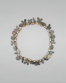 Necklace with Bird, Circle and Cylinder Beads, Iran, 11th-12th century. Creator: Unknown