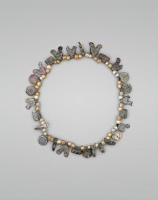 Necklace with Bird, Circle and Cylinder Beads, Iran, 11th-12th century. Creator: Unknown