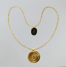 Necklace with Gold Marriage Medallion..., Byzantine, 400-450 (medallion); 100-200 (amulet). Creator: Unknown