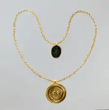 Necklace with Gold Marriage Medallion..., Byzantine, 400-450 (medallion); 100-200 (amulet). Creator: Unknown