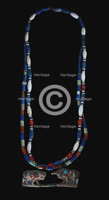 Necklace with pair of bulls. Gonur Depe, Margiana, 18th-16th cen. BC. Creator: Bronze Age culture.