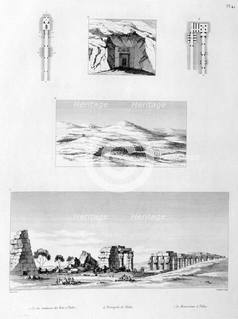'Necropolis and Memnonium of Thebes, Egypt', c1808. Artist: Berthault