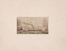 Needle-box Print: The Royal Fleet in Kilkenny Bay (?), 1850. Creator: George Baxter (British, 1804-1867)