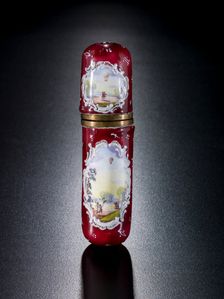 Needle case with ballooning scenes, late 18th-early 19th century. Creator: Unknown