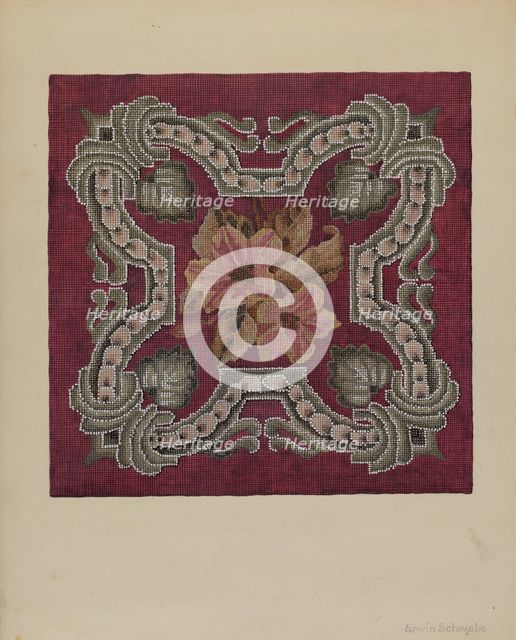 Needlepoint and Beadwork Square, c. 1937. Creator: Erwin Schwabe.