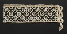 Needlepoint (Reticella) and Bobbin Lace Insertion and Edging, 16th century. Creator: Unknown