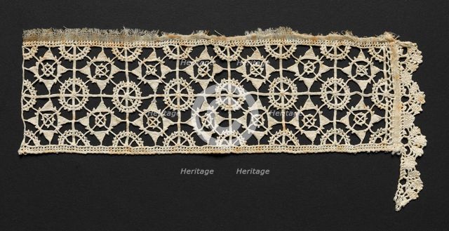 Needlepoint (Reticella) and Bobbin Lace Insertion and Edging, 16th century. Creator: Unknown.