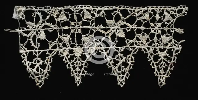 Needlepoint (Reticella) and Bobbin Lace Insertion and Edging, late 16th century. Creator: Unknown.