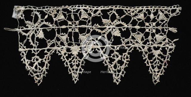 Needlepoint (Reticella) and Bobbin Lace Insertion and Edging, late 16th century. Creator: Unknown.