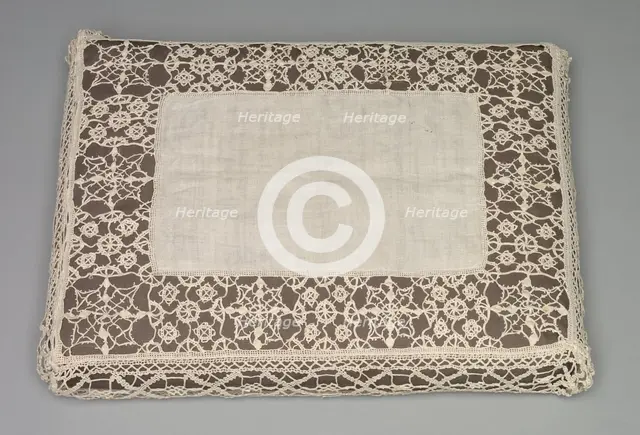 Needlepoint (Reticella) and Bobbin Lace Pillow Case, 17th century. Creator: Unknown.