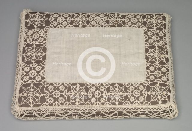 Needlepoint (Reticella) and Bobbin Lace Pillow Case, 17th century. Creator: Unknown.
