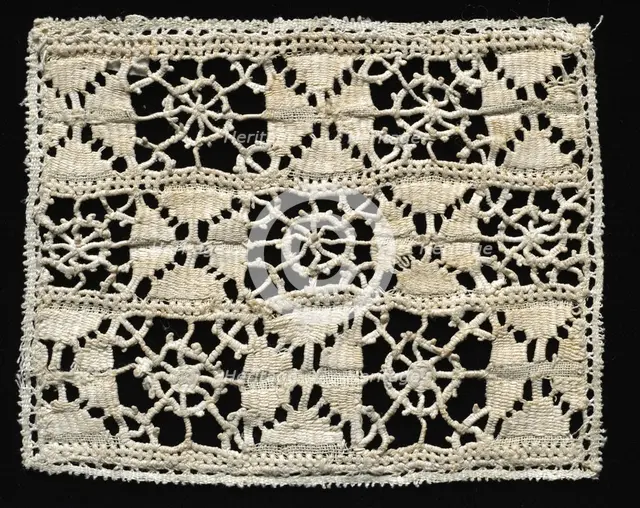 Needlepoint (Reticella and Drawnwork) Lace Panel, 16th century. Creator: Unknown.