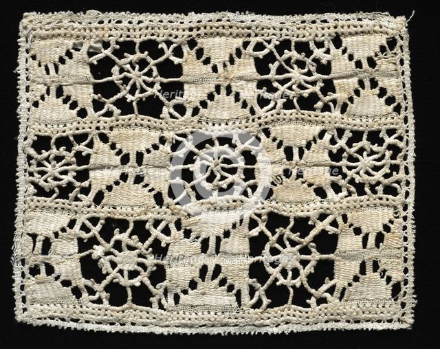 Needlepoint (Reticella and Drawnwork) Lace Panel, 16th century. Creator: Unknown.