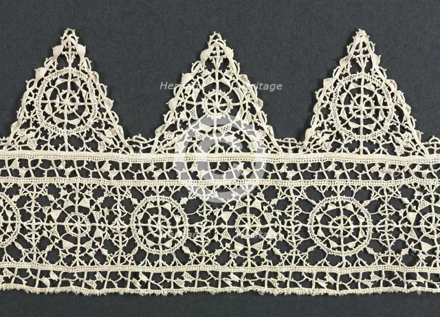 Needlepoint (Reticella) Lace Insertion and Edging, 16th century. Creator: Unknown.