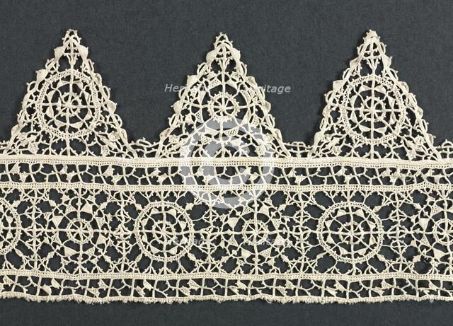 Needlepoint (Reticella) Lace Insertion and Edging, 16th century. Creator: Unknown.