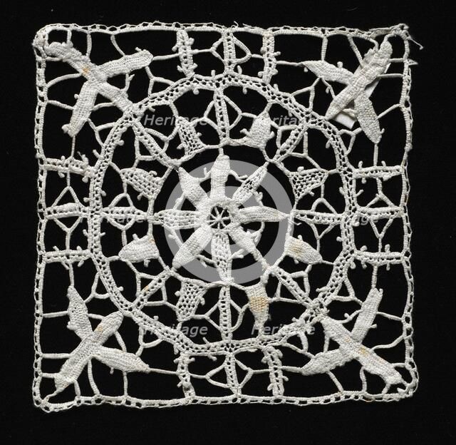 Needlepoint (Reticella) Lace Square, 16th-17th century. Creator: Unknown.