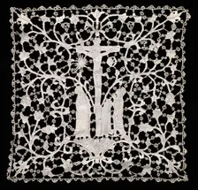 Needlepoint (Venetian Flat Point) Lace Ecclesiastical Square, 17th century. Creator: Unknown