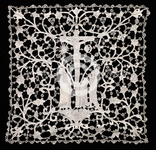 Needlepoint (Venetian Flat Point) Lace Ecclesiastical Square, 17th century. Creator: Unknown.