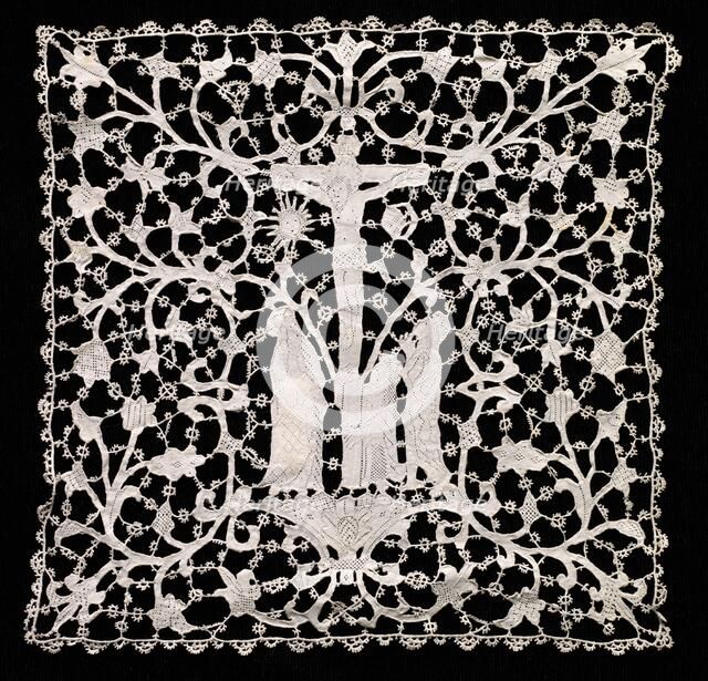 Needlepoint (Venetian Flat Point) Lace Ecclesiastical Square, 17th century. Creator: Unknown.