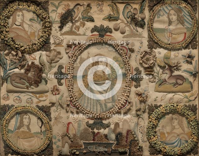 Needlework (Depicting the Five Senses), England, 1601/25. Creator: Unknown.