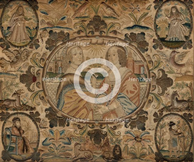 Needlework (Depicting the Four Seasons), England, c. 1660. Creator: Unknown.
