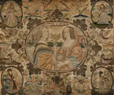 Needlework (Depicting the Four Seasons), England, c. 1660. Creator: Unknown