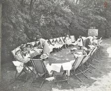 Needlework lesson, Montpelier House Open Air School, London, 1908